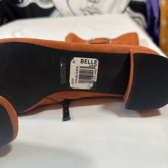 Elle Orange Suede Heeled Boots - Picture 10 of 13